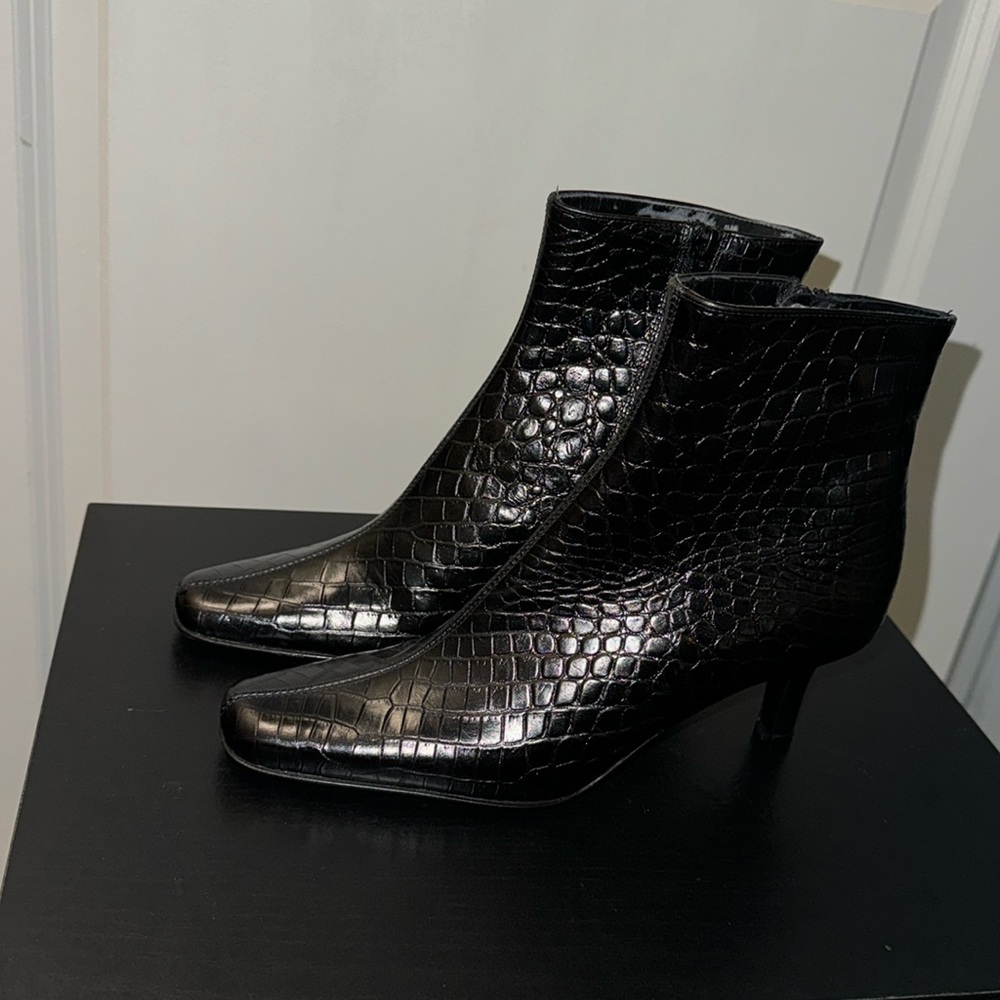 Talbot Black Leather Heel Ankle Boots